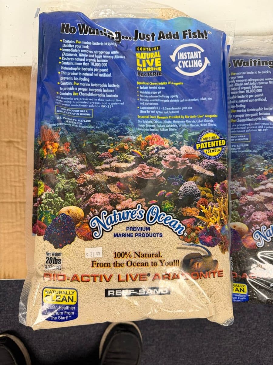 Nature's Ocean Bio-Activ Live Aragonite Reef Sand 20 lbs at Sea Cave Inc.