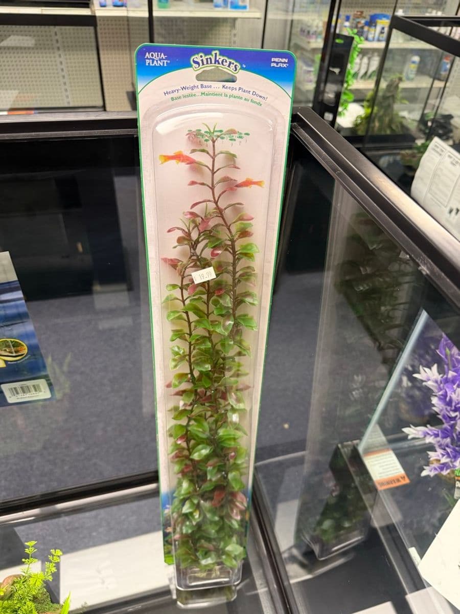 Penn-Plax Aqua-Plant Sinkers weighted artificial aquarium plant (tall stem plant, red/green) at Sea Cave Inc.