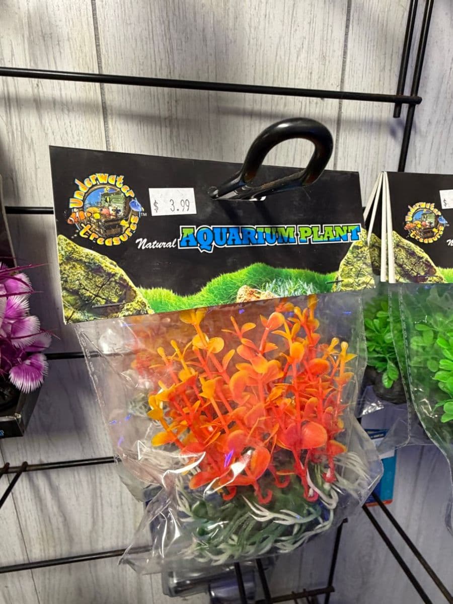 Underwater Treasures Natural Aquarium Plant – orange artificial plastic plant decoration at Sea Cave Inc.