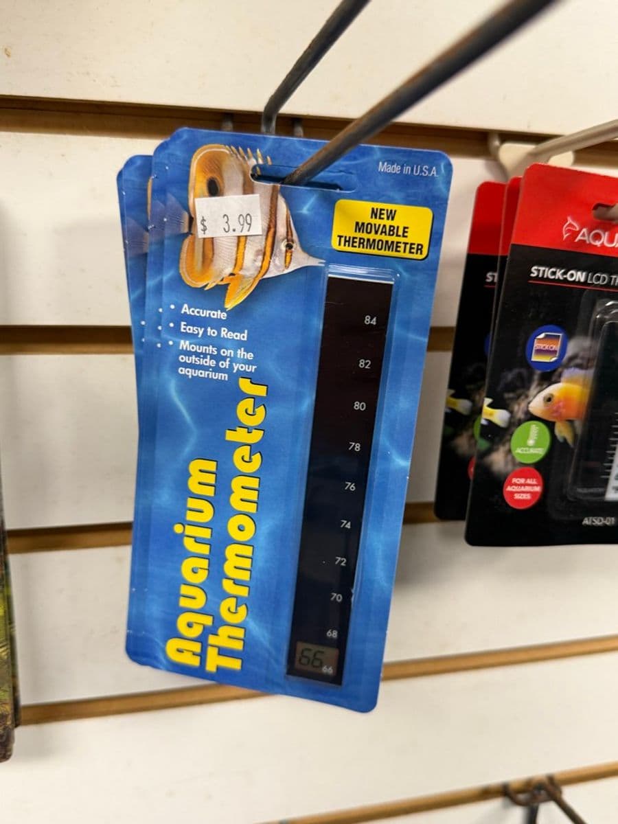 Aquarium Movable Stick-On Thermometer (LCD strip, mounts outside tank) at Sea Cave Inc.