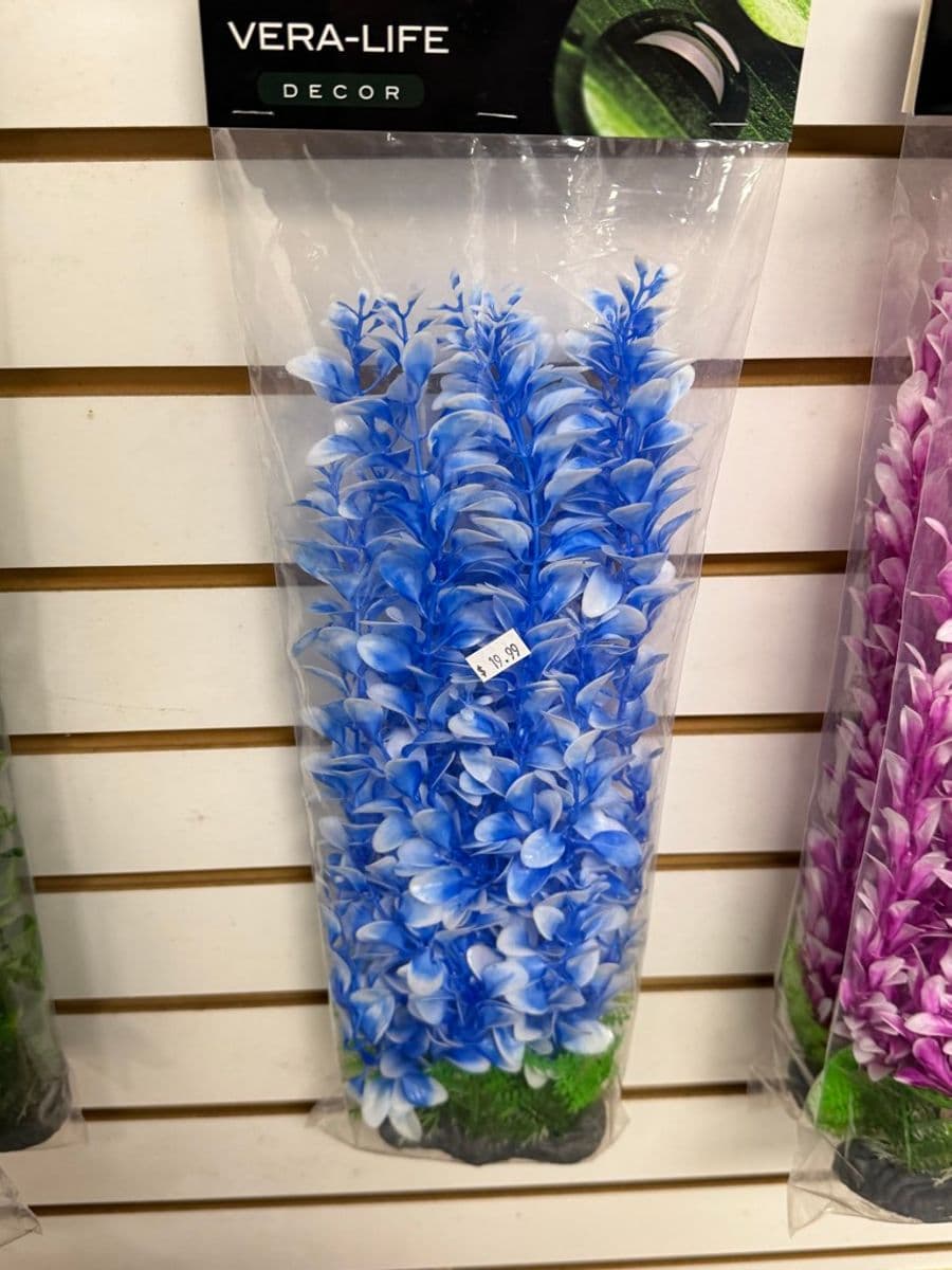 Vera-Life Decor large blue plastic aquarium plant ornament at Sea Cave Inc.
